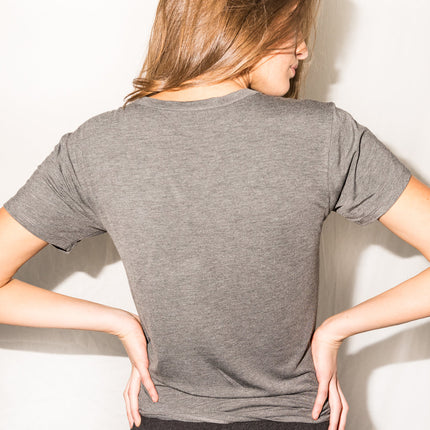 WOMEN'S MODAL CROSS V NECK TEE - HEATHER GREY