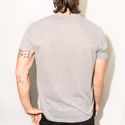 Men's Jersey Crew Neck V-Pocket Tee - Grey White Stripe
