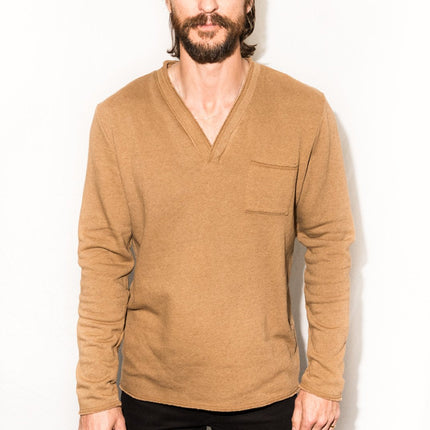 Men's French Terry Raw Neck Pocket Sweater