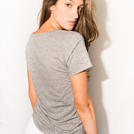 WOMEN'S NOVELTY TEXTURE CREW NECK TEE - HEATHER SLUB