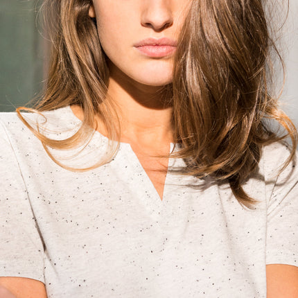 Women's Jersey Cross V-Neck Tee - Multi-Dot