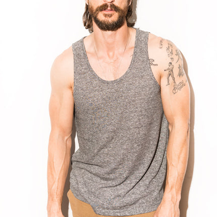 Men's Scoop Neck Tank Top - Mini Stripe