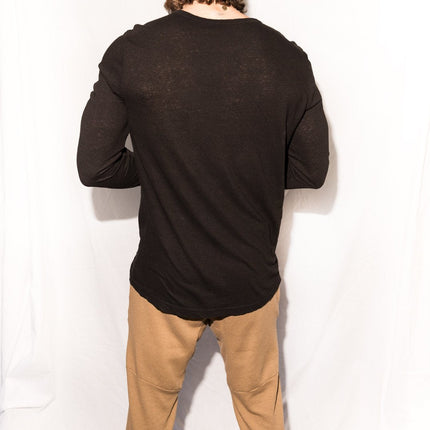 Men's Linen Blend Wide Cuff Long Sleeve Tee