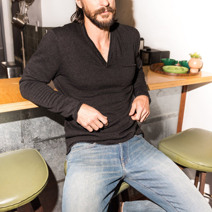Men's French Terry Raw Neck Pocket Sweater