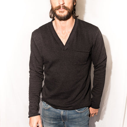 Men's French Terry Raw Neck Pocket Sweater