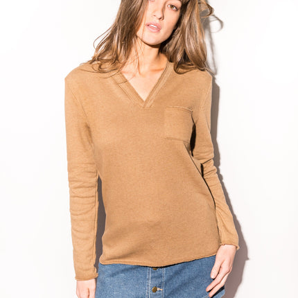 Women's French Terry Raw Neck Pocket Sweater