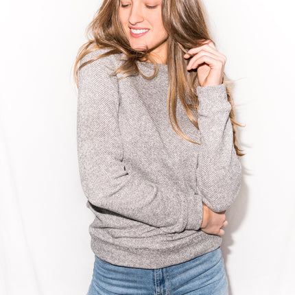 WOMEN'S NOVELTY LOOP BACK PULLOVER SWEATSHIRT - BLACK