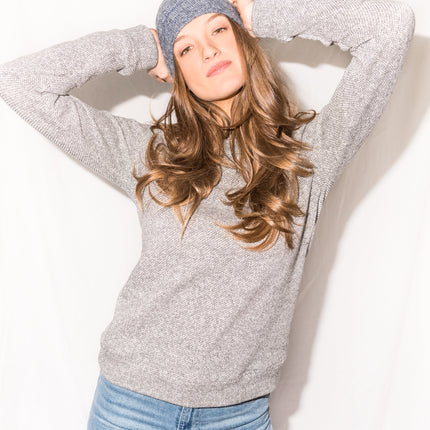 WOMEN'S NOVELTY LOOP BACK PULLOVER SWEATSHIRT - BLACK