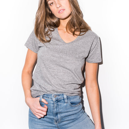 WOMEN'S NOVELTY TEXTURE V-NECK - HEATHER SLUB