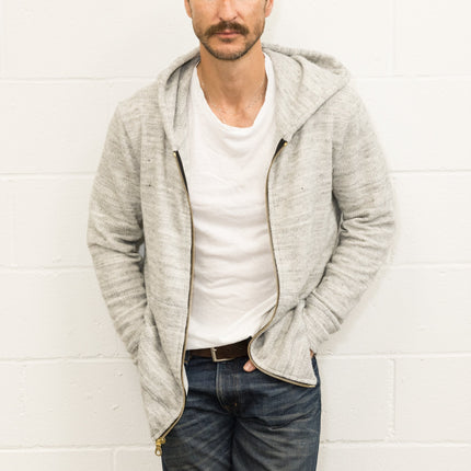 Men's Soft Knit Melange Zip Front Hoodie