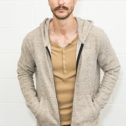 Men's Soft Knit Melange Zip Front Hoodie