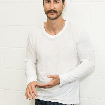 Men's Linen Blend Wide Cuff Long Sleeve Tee