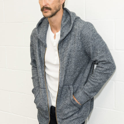 Men's Soft Knit Melange Zip Front Hoodie