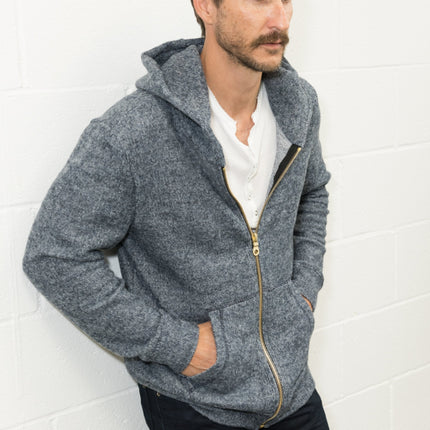 Men's Soft Knit Melange Zip Front Hoodie