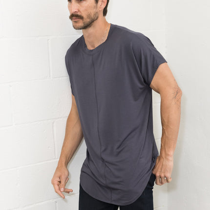 Men's Modal Center Stitch Curved Bottom Crew Neck Tee