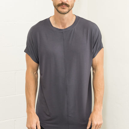 Men's Modal Center Stitch Curved Bottom Crew Neck Tee