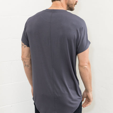 Men's Modal Center Stitch Curved Bottom Crew Neck Tee
