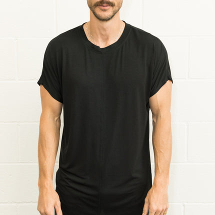 Men's Modal Center Stitch Curved Bottom Crew Neck Tee