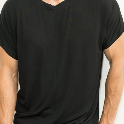 Men's Modal Center Stitch Curved Bottom Crew Neck Tee