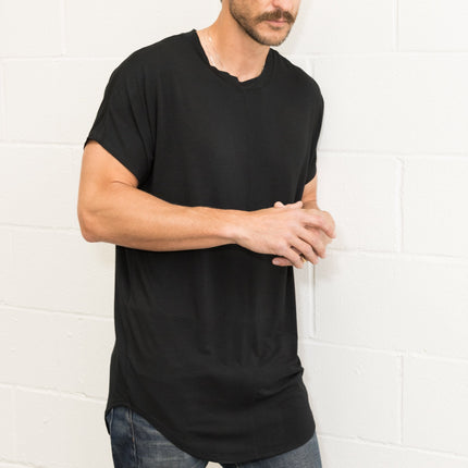 Men's Modal Center Stitch Curved Bottom Crew Neck Tee