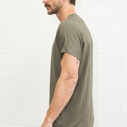 Men's Modal Center Stitch Curved Bottom Crew Neck Tee