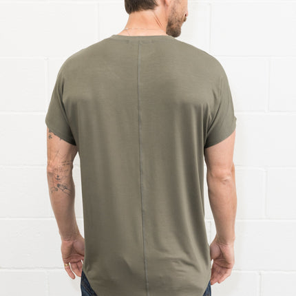 Men's Modal Center Stitch Curved Bottom Crew Neck Tee