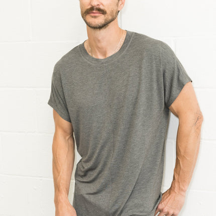 Men's Modal Center Stitch Curved Bottom Crew Neck Tee