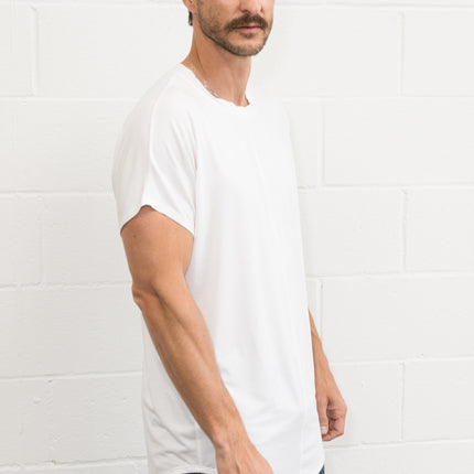 Men's Modal Center Stitch Curved Bottom Crew Neck Tee