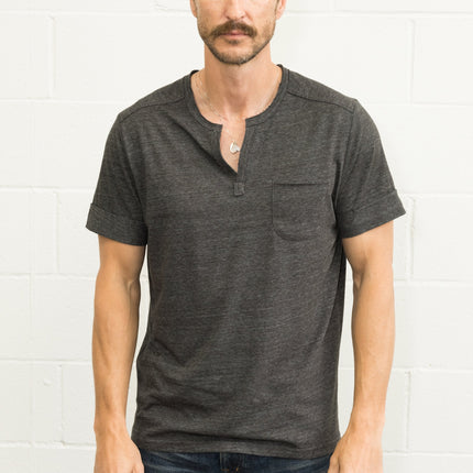 Men's Jersey Raw Neck Curved Pocket Tee