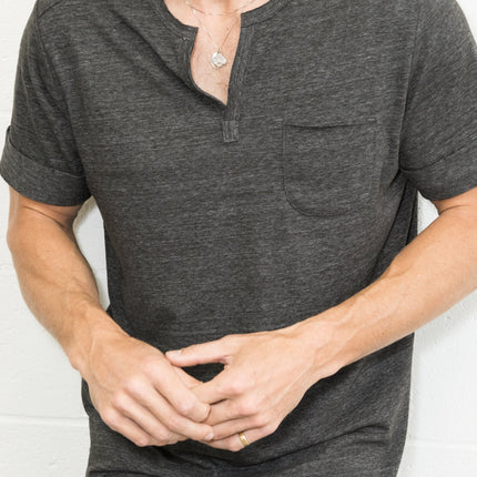 Men's Jersey Raw Neck Curved Pocket Tee