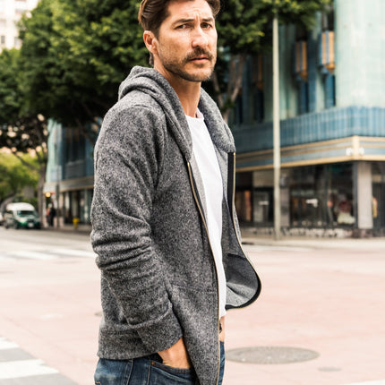 Men's Soft Knit Melange Zip Front Hoodie