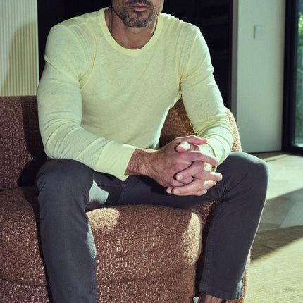 Men's Linen Blend Wide Cuff Long Sleeve Tee