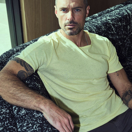 Men's Cotton Linen Patch Sleeve Tee
