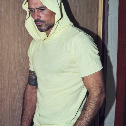 Men's Linen Blend Short Sleeve Hoodie