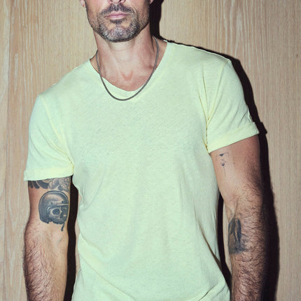 Men's Cotton Linen V-Neck Tee