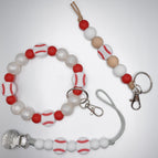 White Baseball Pacifier Clip