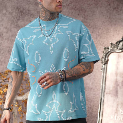 Deftlouwear Digital Print Rayon Shirt - Men's Short Sleeve Beach Shirt -  Lightweight Summer Top