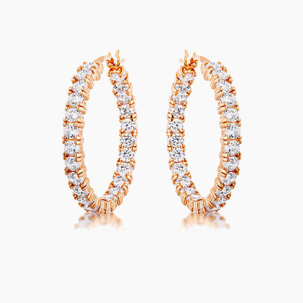 Rose Gold Plated CZ Hoop Earrings
