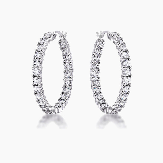 Kinsey 4.8ct CZ White Gold Rhodium Hoop Earrings