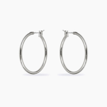 Yasmin White Gold Rhodium Medium Hoop Earrings