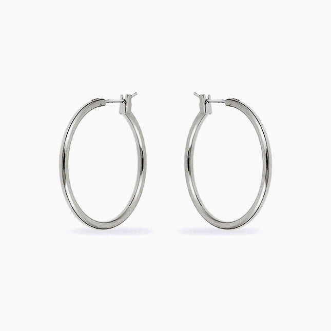 Yasmin White Gold Rhodium Medium Hoop Earrings