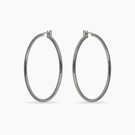 Yasmin White Gold Rhodium Large Hoop Earrings