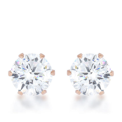 Reign 3.4ct CZ Rose Gold Stainless Steel Stud Earrings