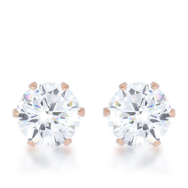 Reign 3.4ct CZ Rose Gold Stainless Steel Stud Earrings