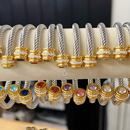 Cable Birthstone Bracelet