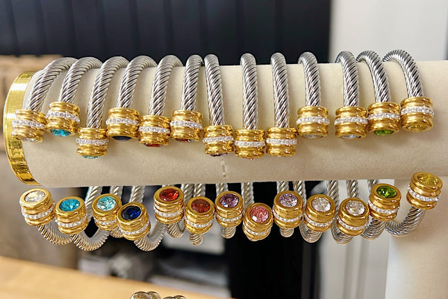Cable Birthstone Bracelet