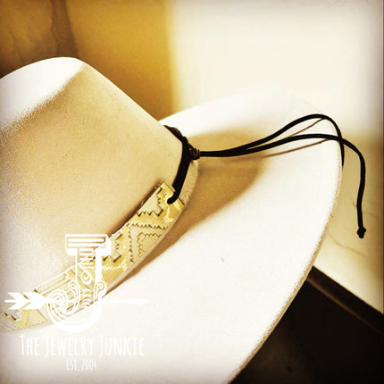 **Gold Aztec Embossed Leather Hat Band Only w/white Turq Slab 952a