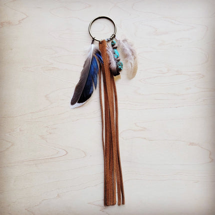 Boho Western Boot Bling Charm with Leather Fringe 500a