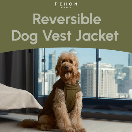 Reversible Dog Vest Jacket - Green Brown