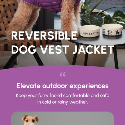 Reversible Dog Vest Jacket - Purple Caramel